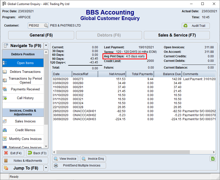 Global Customer Enquiry Screen