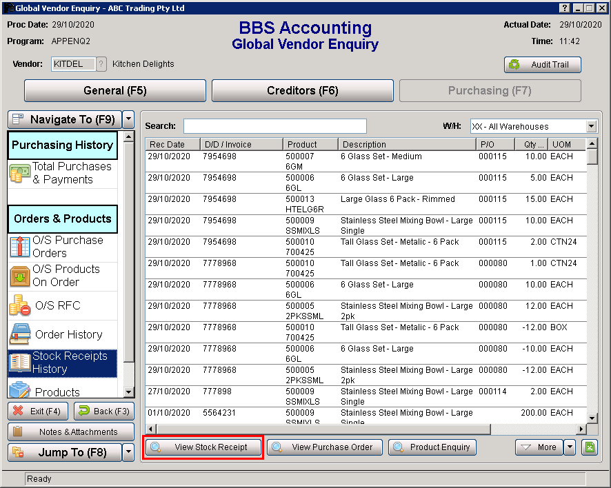 Global Vendor Enquiry Screen Global Vendor Enquiry Screen