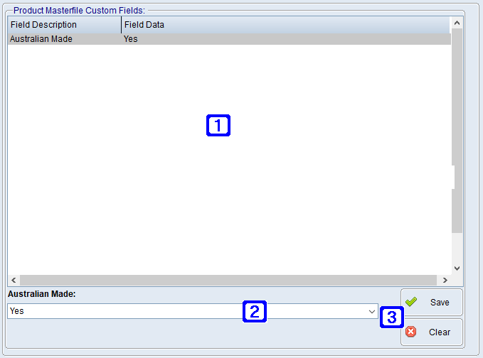 Product Masterfile Maintenance Custom Fields/Attributes Tab Screen Product Masterfile Maintenance Custom Fields/Attributes Tab Screen