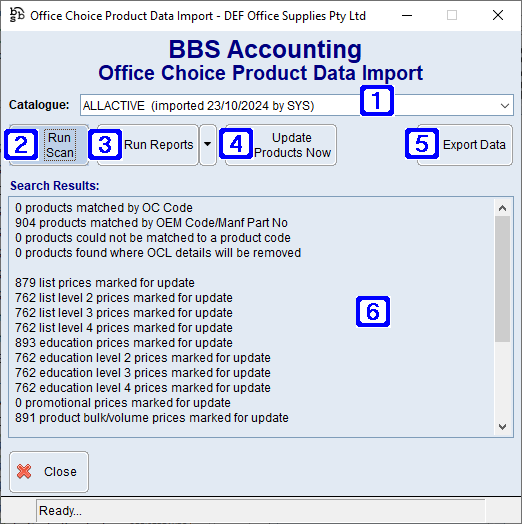 Office Choice Product Data Import Screen Office Choice Product Data Import Screen