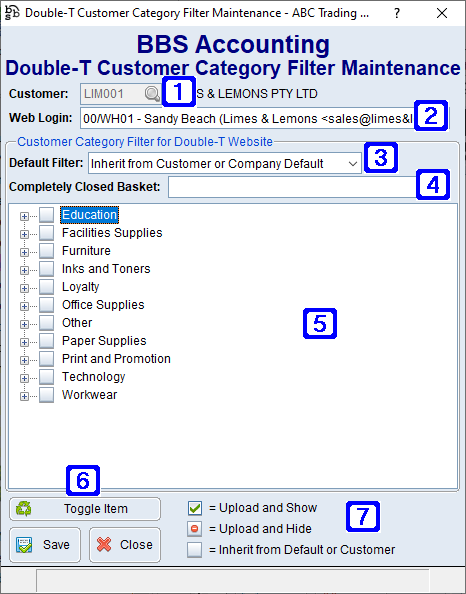 Double-T Customer Category Filter Maintenance Screen Double-T Customer Category Filter Maintenance Screen