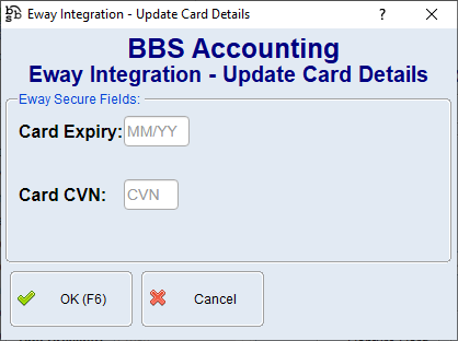 Example Update Card Details Screen (Eway Tokens) Example Update Card Details Screen (Eway Tokens)