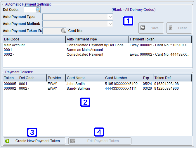 Automatic Payments & Tokens Screen Automatic Payments & Tokens Screen