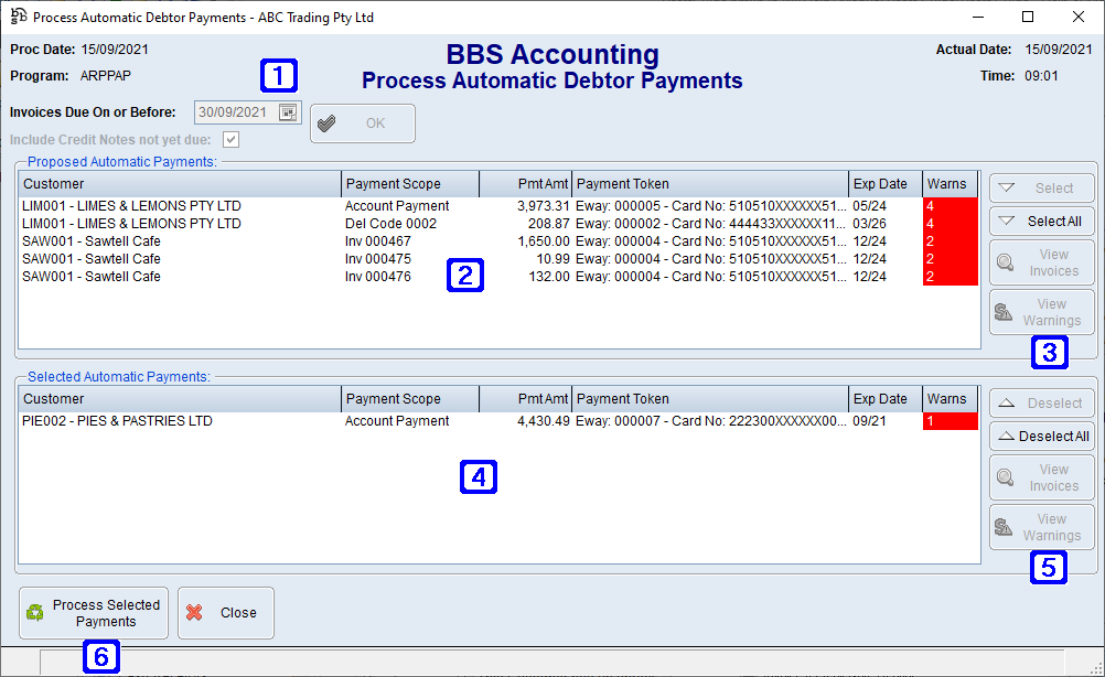 Process Automatic Debtor Payments Screen Process Automatic Debtor Payments Screen