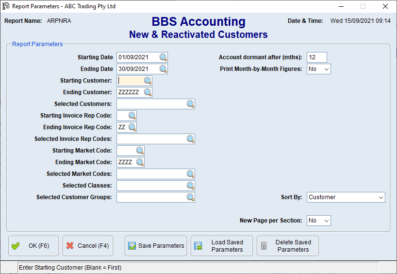 New & Reactivated Accounts Screen