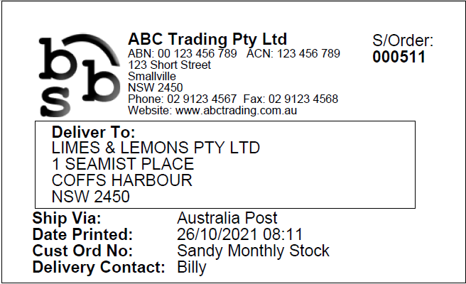 Example of Package Label Example of Package Label