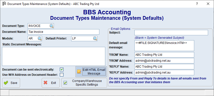 Document Types Maintenance Screen Document Types Maintenance Screen