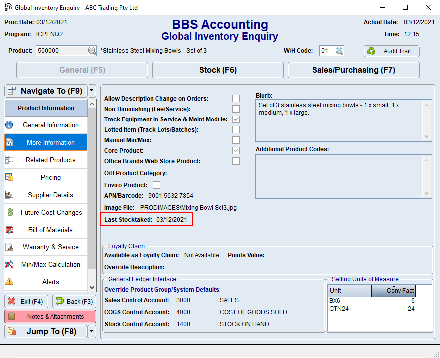 Global Inventory Enquiry Screen Global Inventory Enquiry Screen