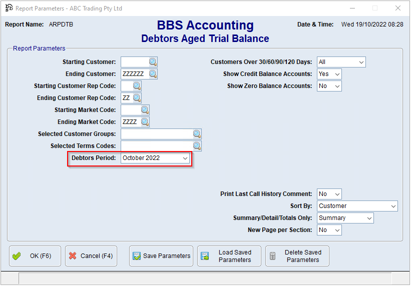 Debtors Aged Trial Balance Screen Debtors Aged Trial Balance Screen