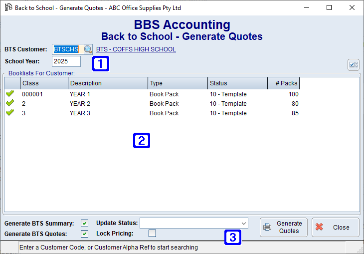 Back to School - Generate Quotes Screen Back to School - Generate Quotes Screen
