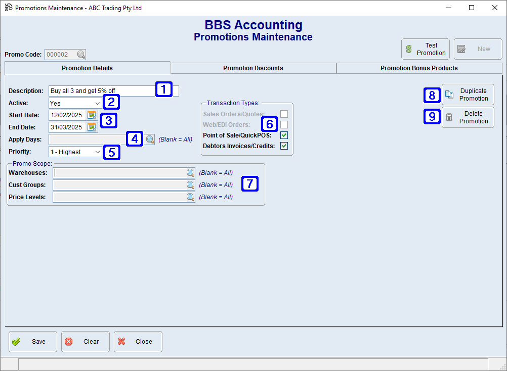 Promotions Maintenance - Promotion Details Screen Promotions Maintenance - Promotion Details Screen
