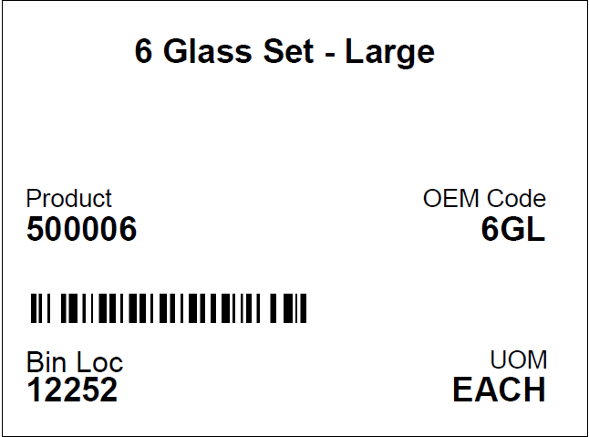 Example of Racking Label Example of Racking Label