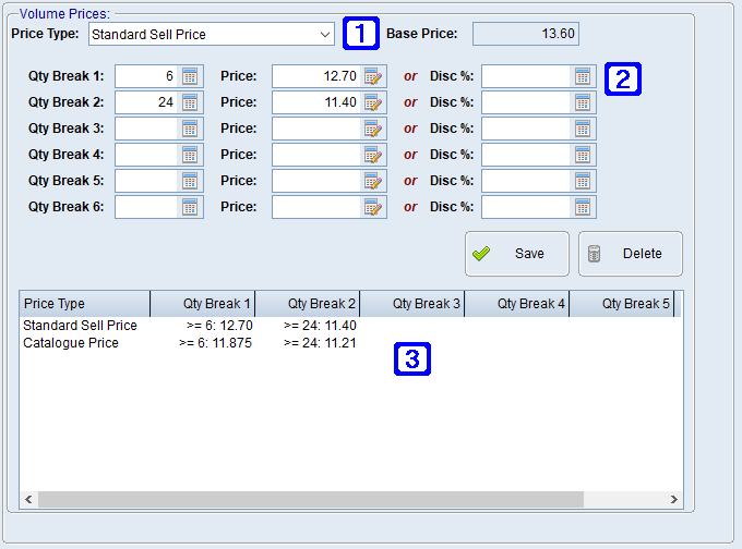 Product Masterfile Maintenance Volume Pricing Tab Screen