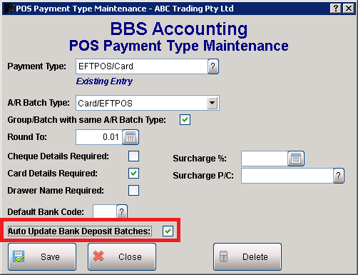 POS Payment Type Maintenance