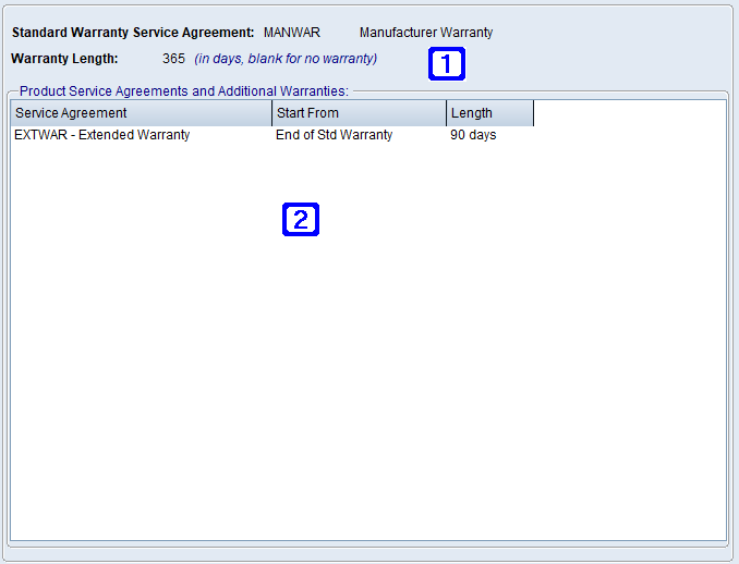 Warranty & Service Tab Screen Warranty & Service Tab Screen