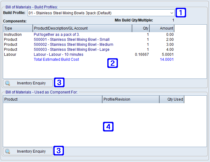 Bill of Materials Tab Screen Bill of Materials Tab Screen